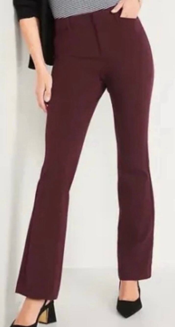 Old Navy High Rise Pixie Flare Pants Raisin Arizona Size 10 Tall NWT